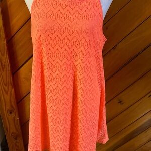 Coral Chevron Lace Dress
